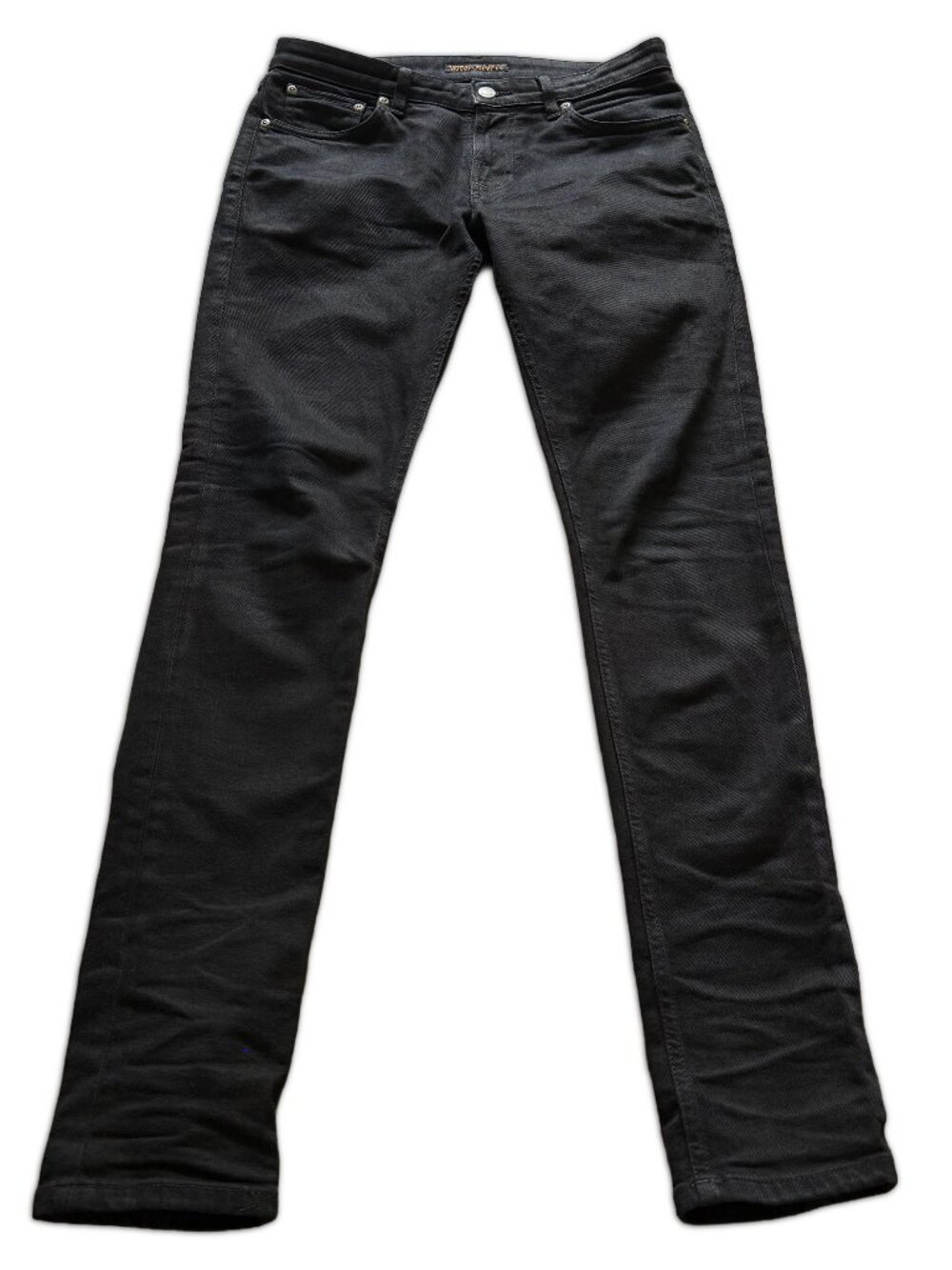 Nudie Jeans Co Skinny Lin Black Black W30 L32 Preowned 98% Cotton 2% Elastane